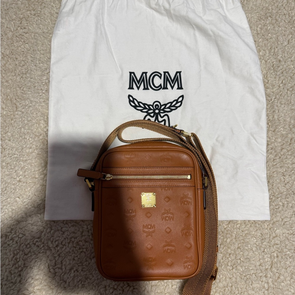 MCM Tan Belt Bag with Gold Accents